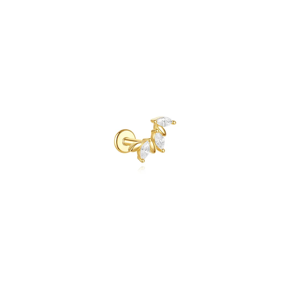 CANNER 1PC Vier-Punkt-Stern Mond Quaste Lotus Knorpel Spirale Piercing 925 Sterlingsilber Ohrstecker Für Frauen Ins Ohrring