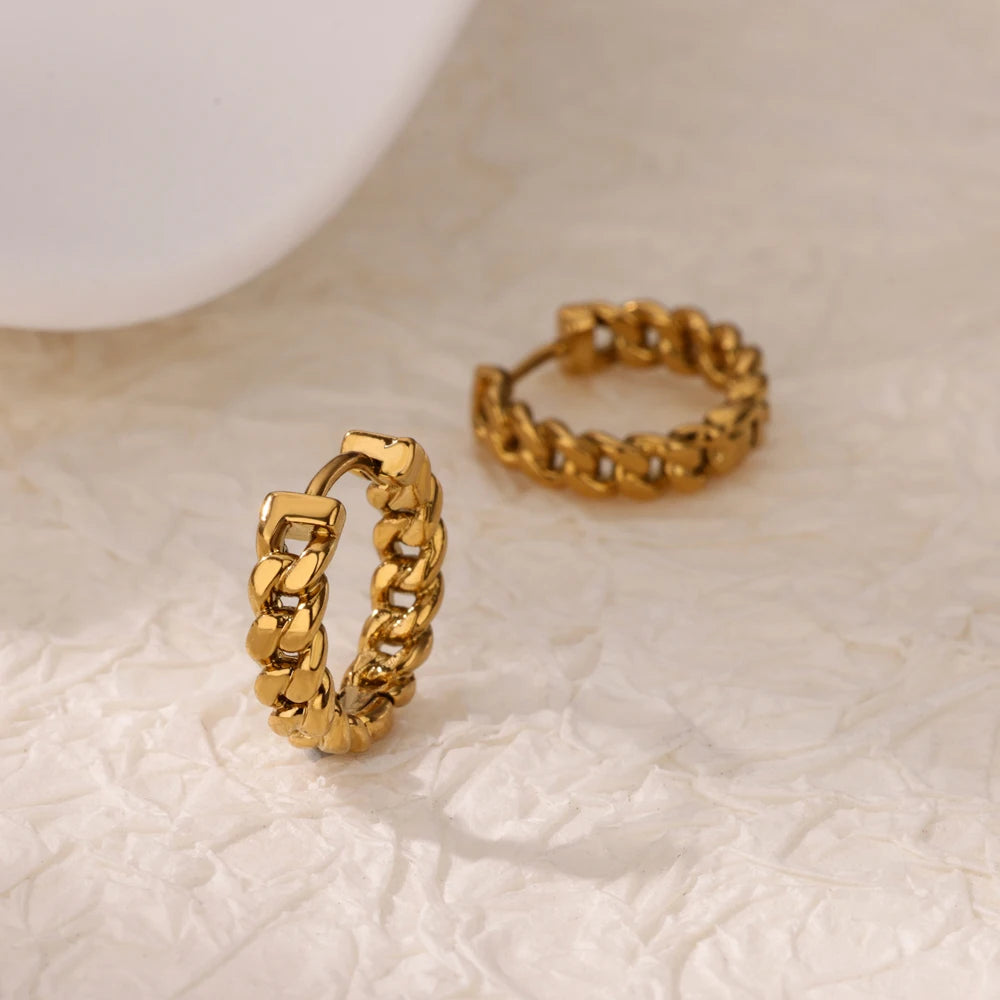 Edelstahl-Kettenohrringe für Frauen Goldfarben Geometrische Kettenohrringe Weibliche Mode Party Hochzeit Schmuck Geschenk BFF