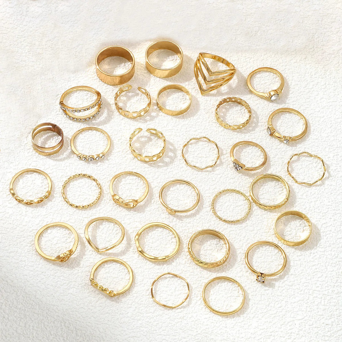 30-teiliges Fingerring-Set in Goldfarbe für Damen, böhmische geometrische Fingerringe, Mädchen, Hochzeit, Party, Schmuckgeschenk
