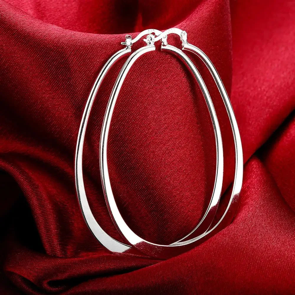 Hochwertige 925 Sterling Silber Ohrringe Schlichte runde Creolen für Frauen Mode Hochzeit Verlobung Charm Schmuck