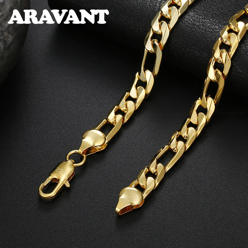Aravant Plata 925 Oro 18K 8mm Cadenas de Collar Para Hombres Mujeres Joyería de Moda
