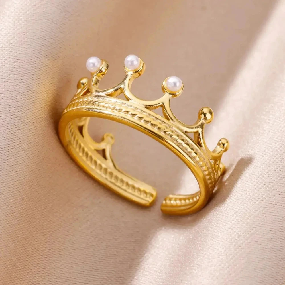 Edelstahl Blumenringe für Frauen Goldfarbe Muschel Seestern Mehrschichtiger Aushöhlungsring Modeschmuck Hochzeitsgeschenke