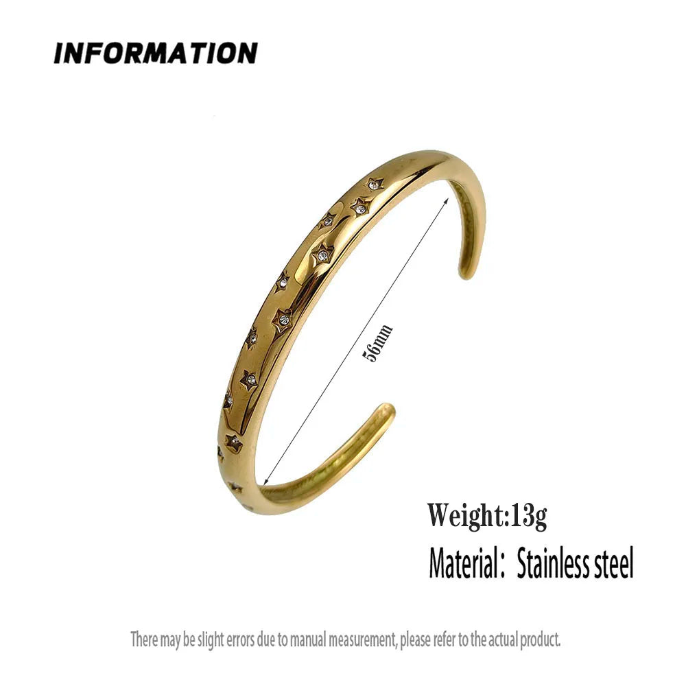 Neues fünfzackiges Stern Zirkon vergoldetes Edelstahlarmband 18K, hochwertiges wasserdichtes Pärchenarmband, Ehefrau Geschenk