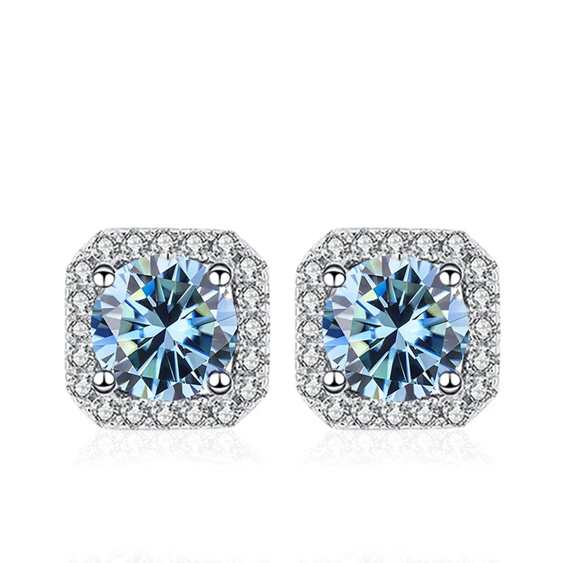 NeeTim 0.5ct 1ct Rosa Moissanit Ohrstecker für Damen 925 Sterling Silber Schwarz Blau Grau Funkelnde Labor Diamant Ohrringe