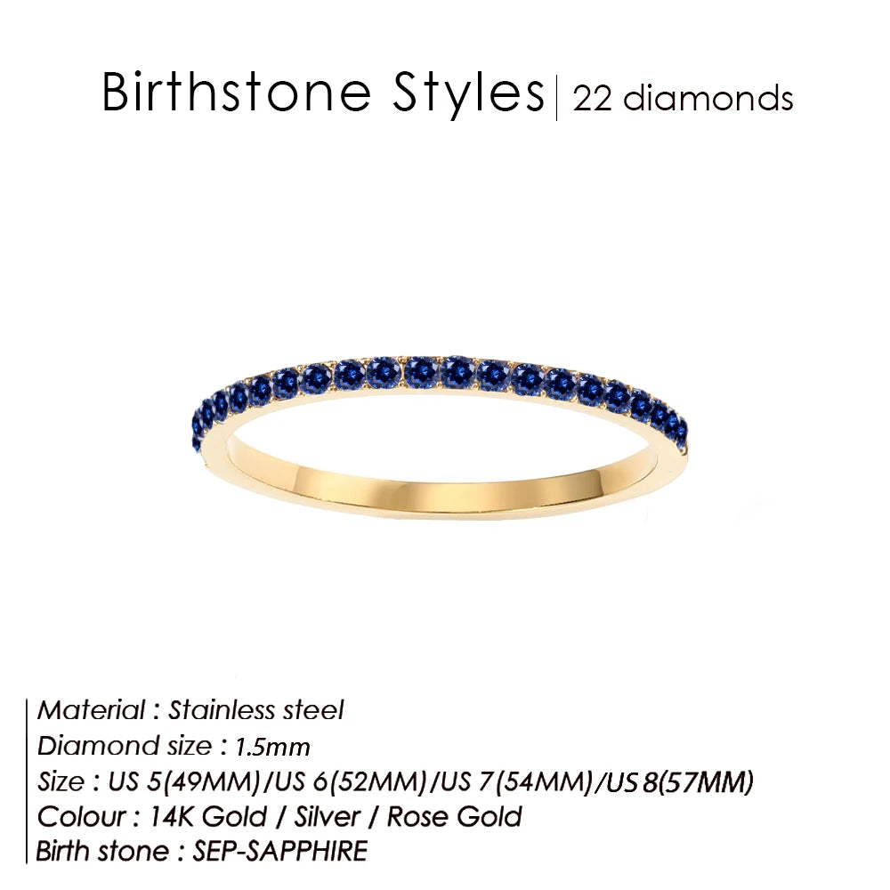 Edelstahl Geburtssteinring für Damen 12 Sternzeichen Mode Farbige Strassringe Jubiläum Hochzeit Geschenk Schmuck Großhandel