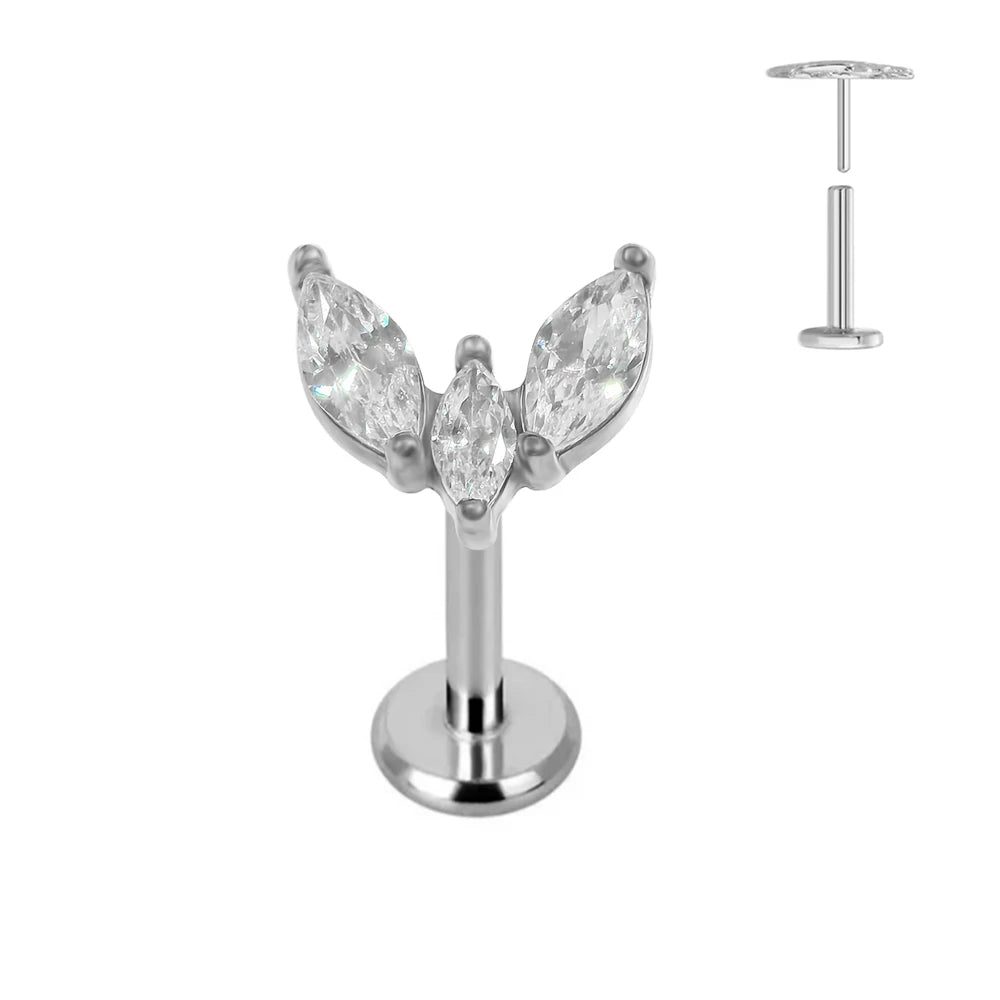 ASTM F136 G23 Titan Ohrstecker Blume 16G 18G 20G Threadless Piercing Blatt Push-in Lippenstecker Daith Labret Conch