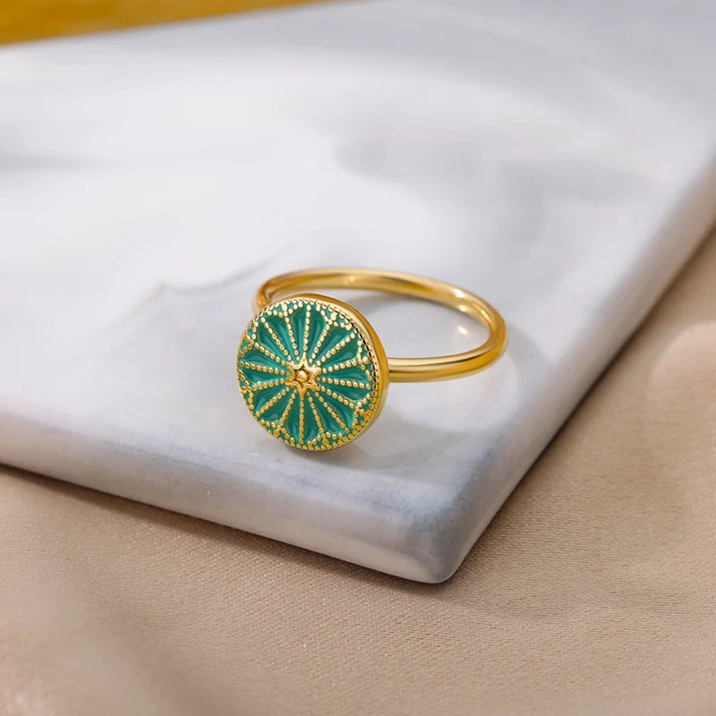 Fashion Angst Ring Spinner Ringe Für Frauen Edelstahl Gold Farbe Runde Rotary Anti Stress Fidget Ring Party Schmuck Geschenk
