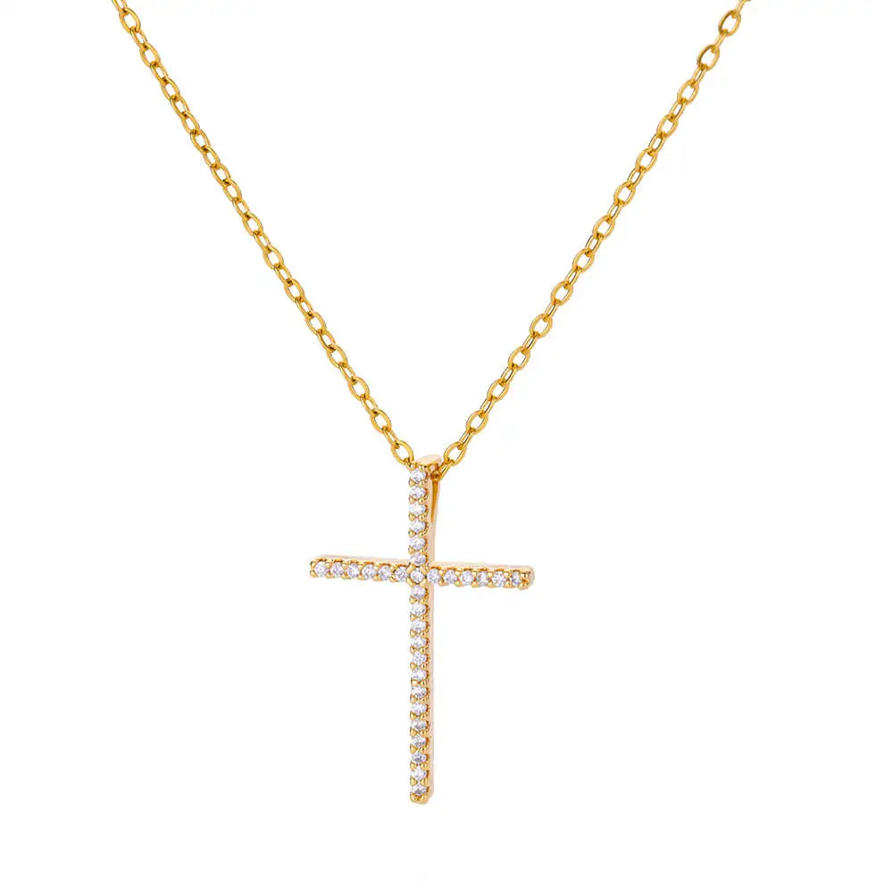 Cross Goddess Pendant Necklace for Women Stainless Steel 316L Gold Color Necklace 2025 New Party Jewelry Aesthetic Accessories