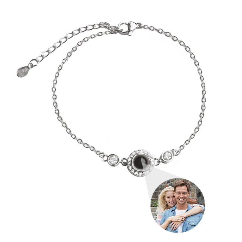 Kundenspezifisches Armband mit Bild im Inneren, Titan-Edelstahl-Kubanische Gliederkette, Armband mit personalisierter Fotoprojektion für Männer und Frauen