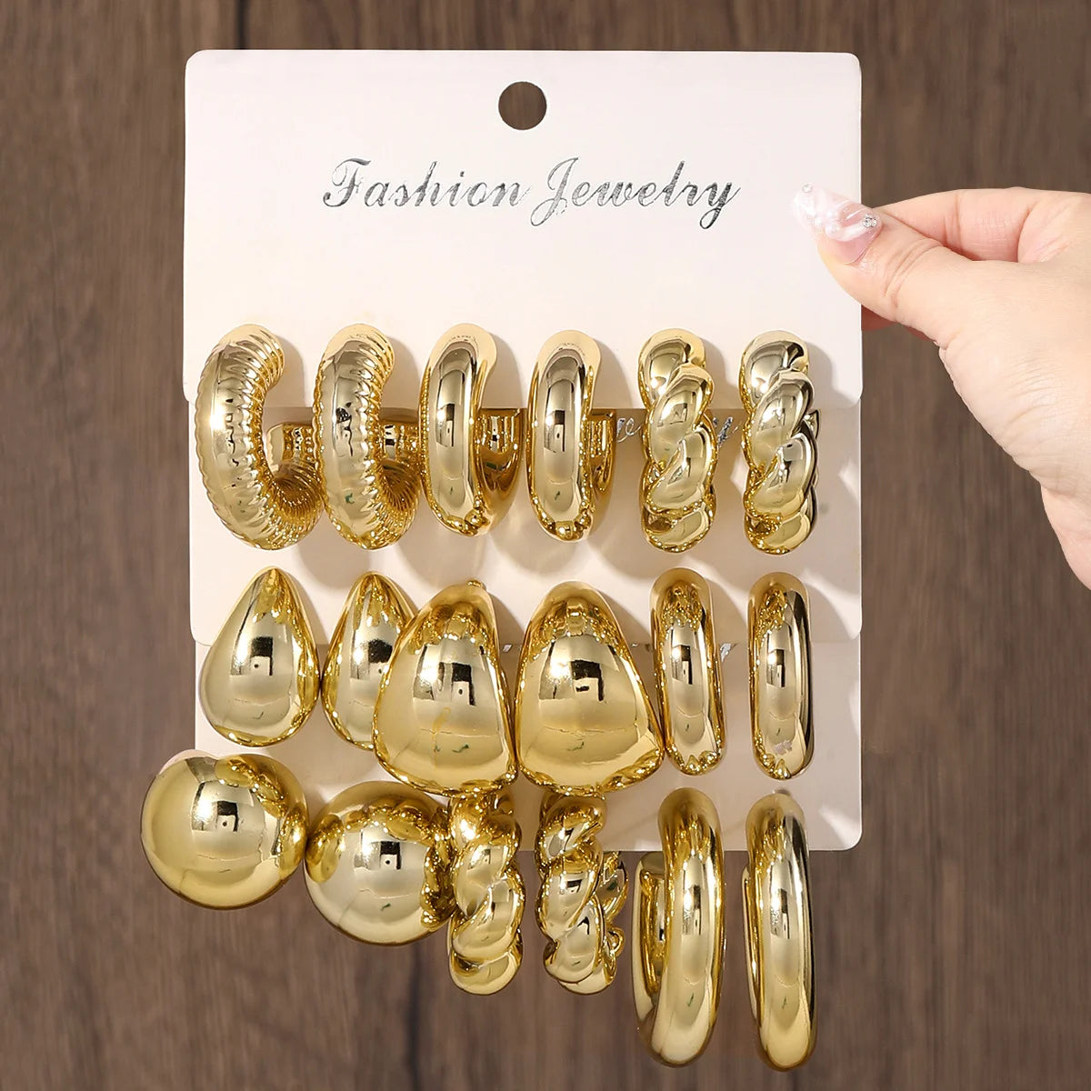 18 Teile/Set Mode Wassertropfen Ohrringe Für Frauen Vintage Übertreibende Geometrische Twist Creolen Personalisierte Schmuckgeschenke Neu