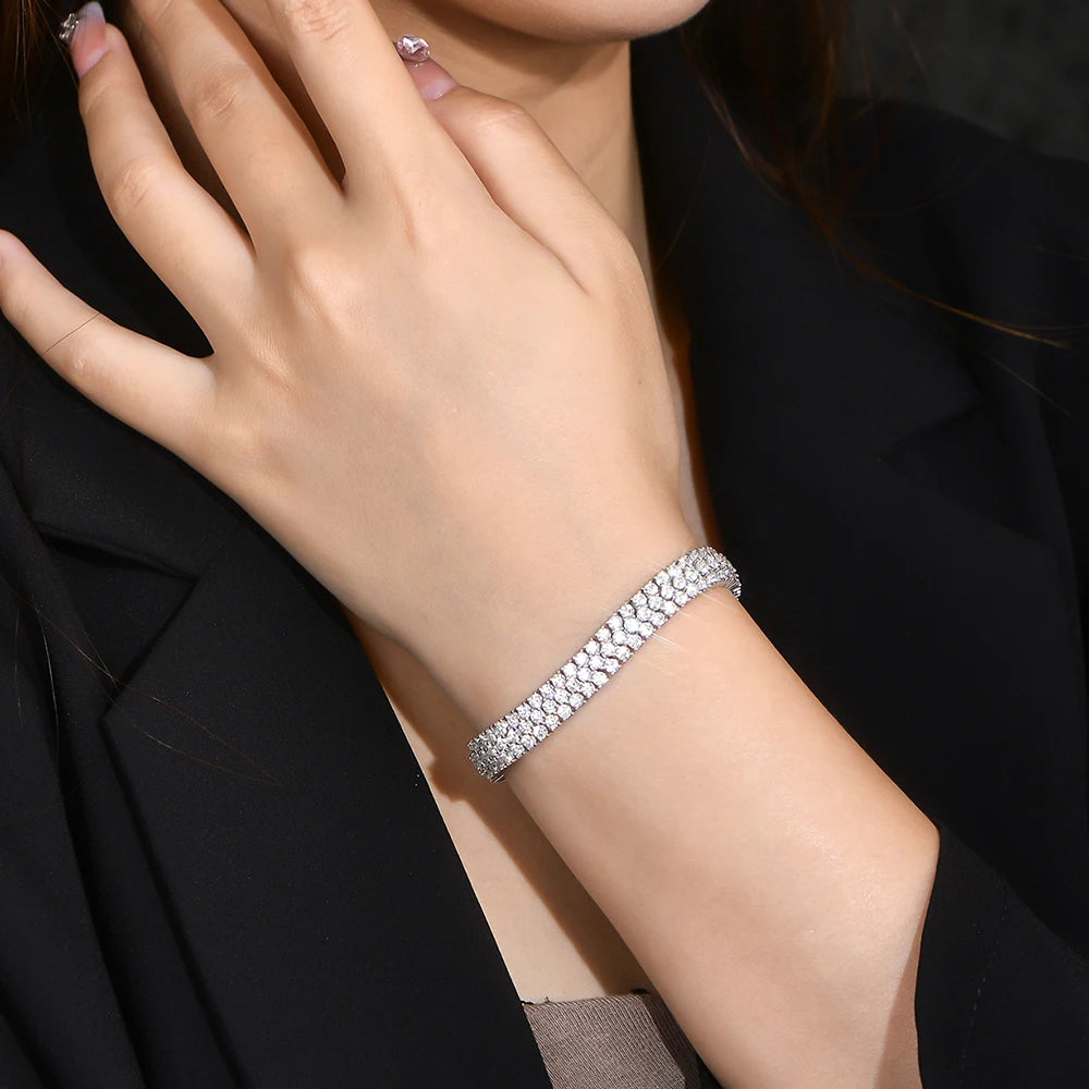 MINTYBOX S925 Sterlingsilber All Moissanite Tennisarmband für Damen D VVS1 Diamant Vergoldet Luxus Hochzeit Edler Schmuck