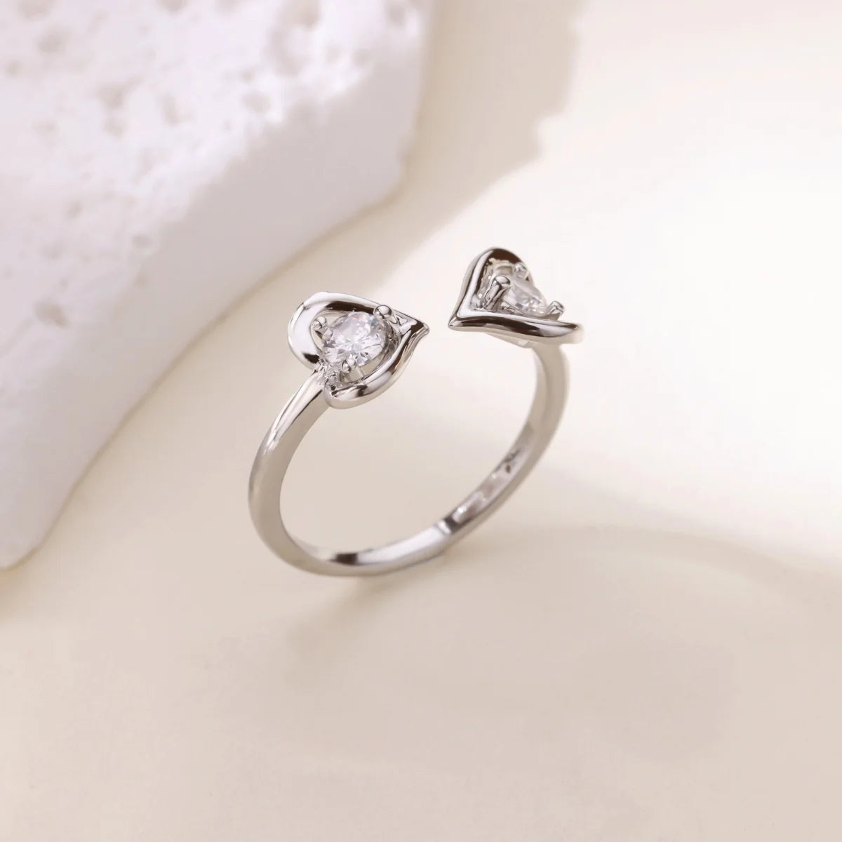 Edelstahl-Schmetterlings-Schleifenringe für Frauen Mode Zirkon-Herz-offener Ring Trendiger ästhetischer Schmuck Party Hochzeitsgeschenk