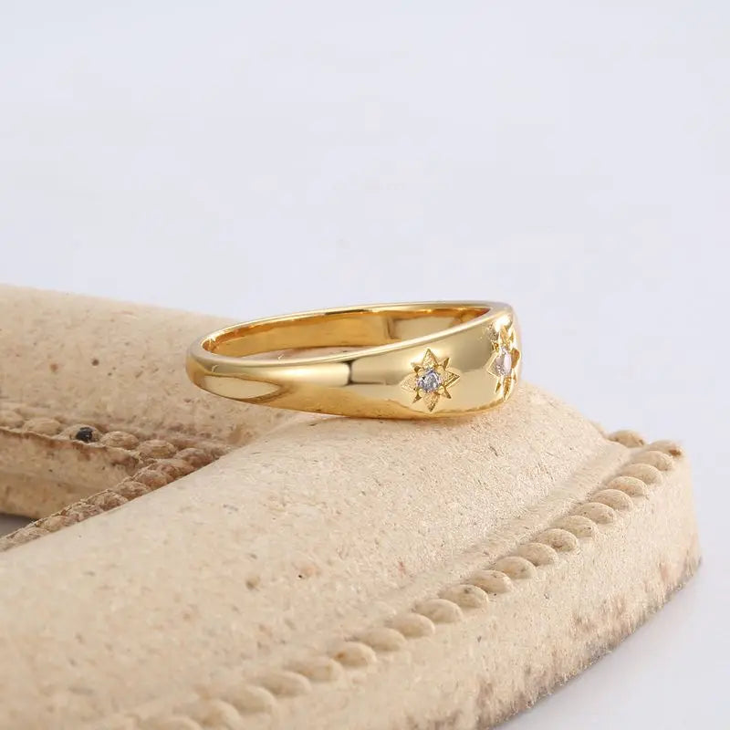 925er Sterlingsilber Stern Chunky Ring für Frauen Vintage Trendy Zirkonia Finger Stapelringe Punk Accessoires Schmuck Geschenk