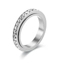 4MM Edelstahl Spinner Fingerringe für Frauen Kristall Drehbare Eheringe Männer Mode Jahrestag Party Schmuck