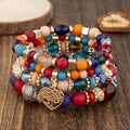 4 Stück Lebensbaum Herz Armband Set Für Frauen Acryl Glasperlen Kette Elastisches Armband Weibliche Mode Party Schmuck