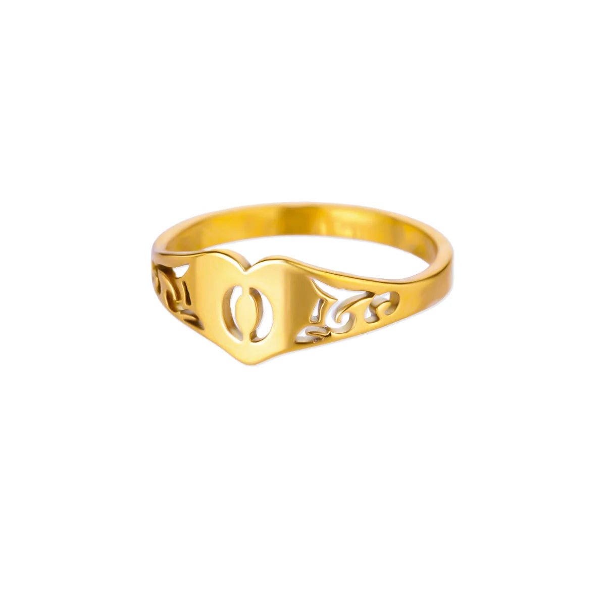Anillos de corazón con letras iniciales huecas de moda para mujer, color dorado, acero inoxidable, anillo con letras de la A a la Z, regalo de joyería estética para boda