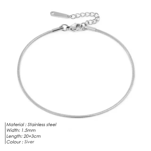 SUNIBI Edelstahl Schlangenkette Fußkettchen für Frauen Nicht Allergisch Einstellbar Sexy Bein Fuß Armband Geschenke Accessoire Dropshipping