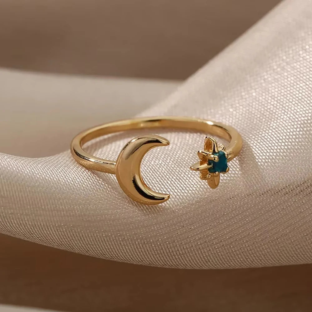 Anillos de Monedas de la Diosa Arethusa de la Antigua Grecia Vintage para Mujeres Imitación Perla Zircon Luna Anillo de Acero Inoxidable Joyería de Moda