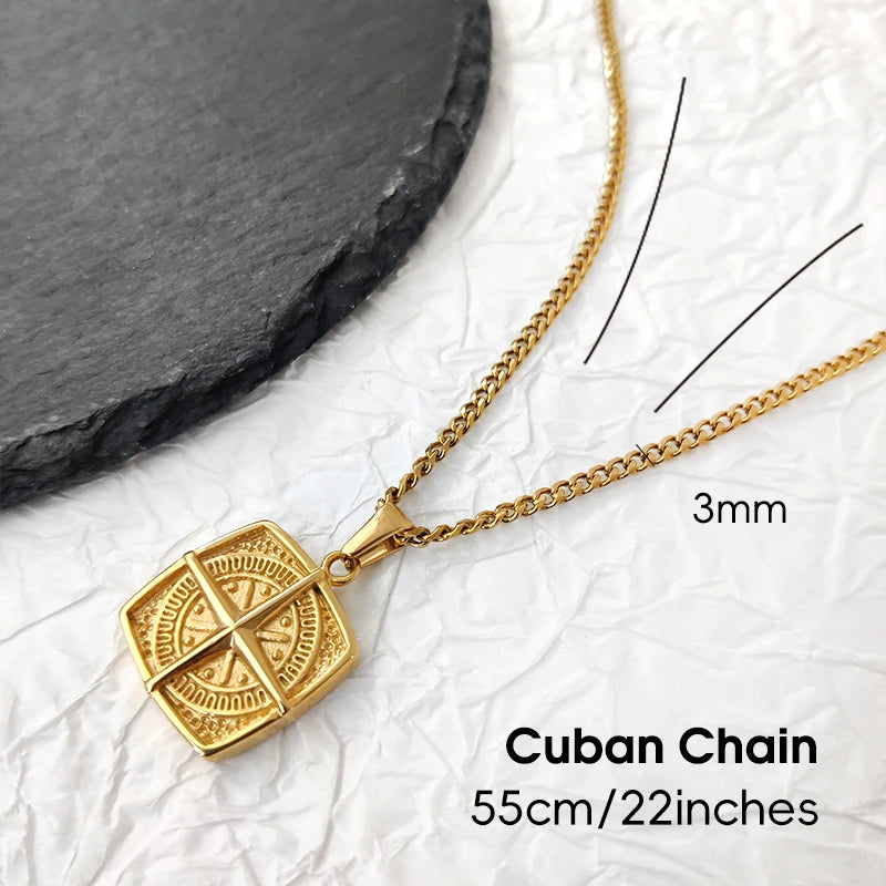 Collar con colgante de brújula náutica - Colgante de brújula punk retro impermeable | Joyería de acero inoxidable chapado en oro de 18 quilates, regalo