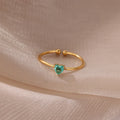 Stainless Steel Birthstone Open Rings for Women Fashion 12-color Crystal Zircon Heart Ring Birthday Aesthetic Jewelry Gift