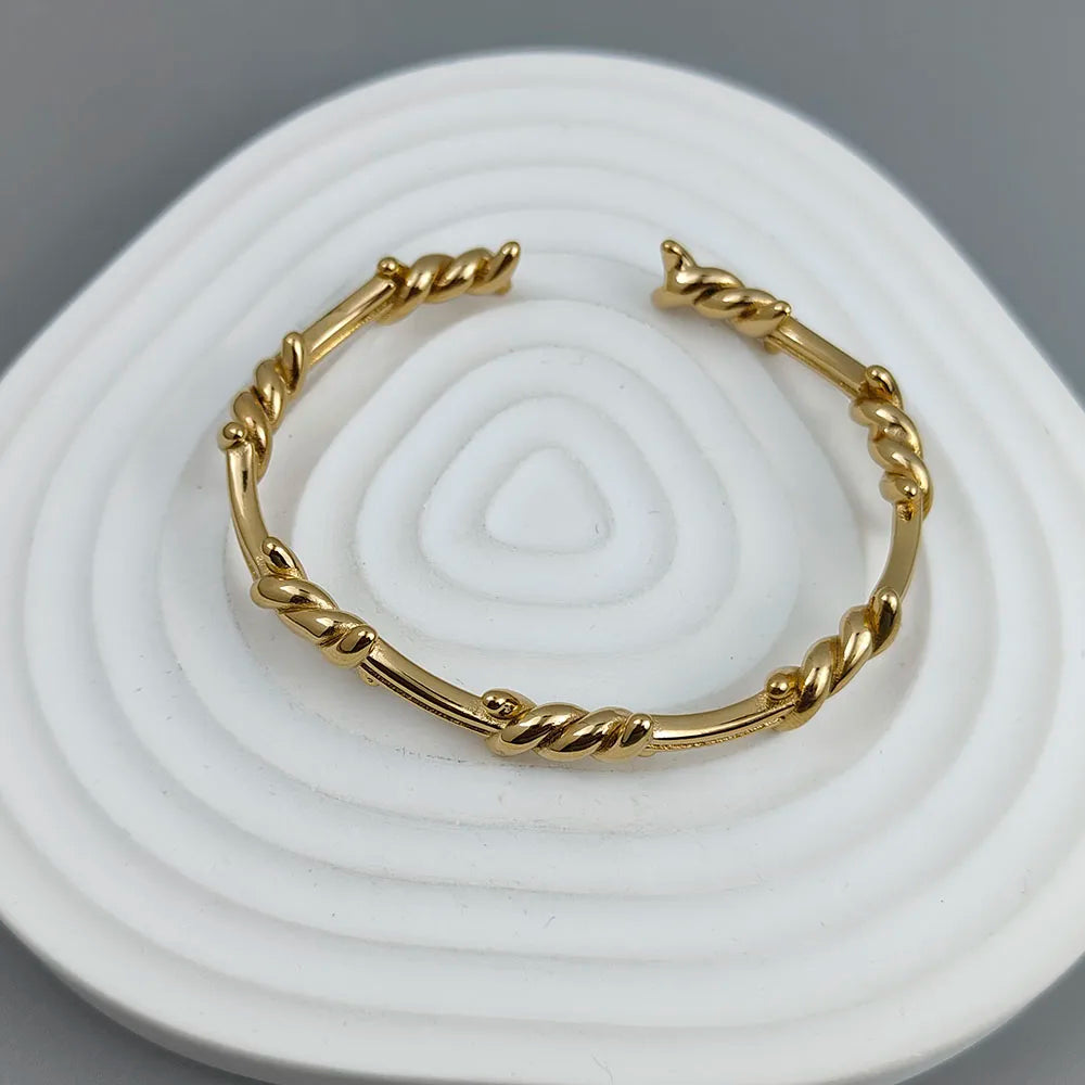 Armband aus Edelstahl mit Drahtwicklung im neuen Stil, vergoldet 18K, hochwertiger wasserdichter Silberschmuck, Pärchengeschenk