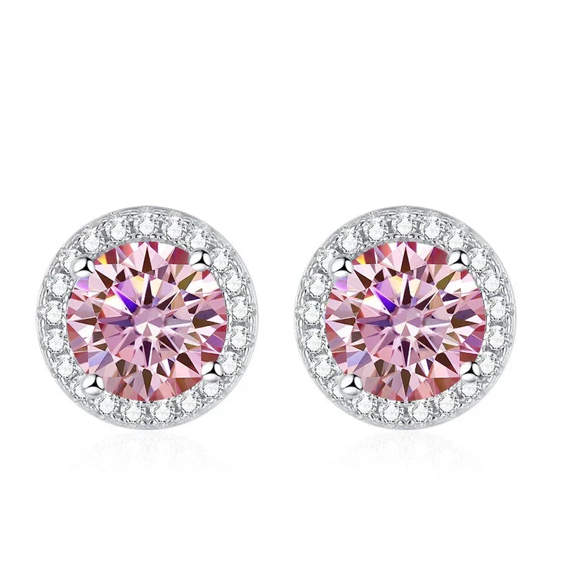 NeeTim Moissanite Ohrstecker für Damen 925 Sterling Silber Grün Blau Pink Rot Schwarz Blau Funkelnde Moissanite Ohrstecker