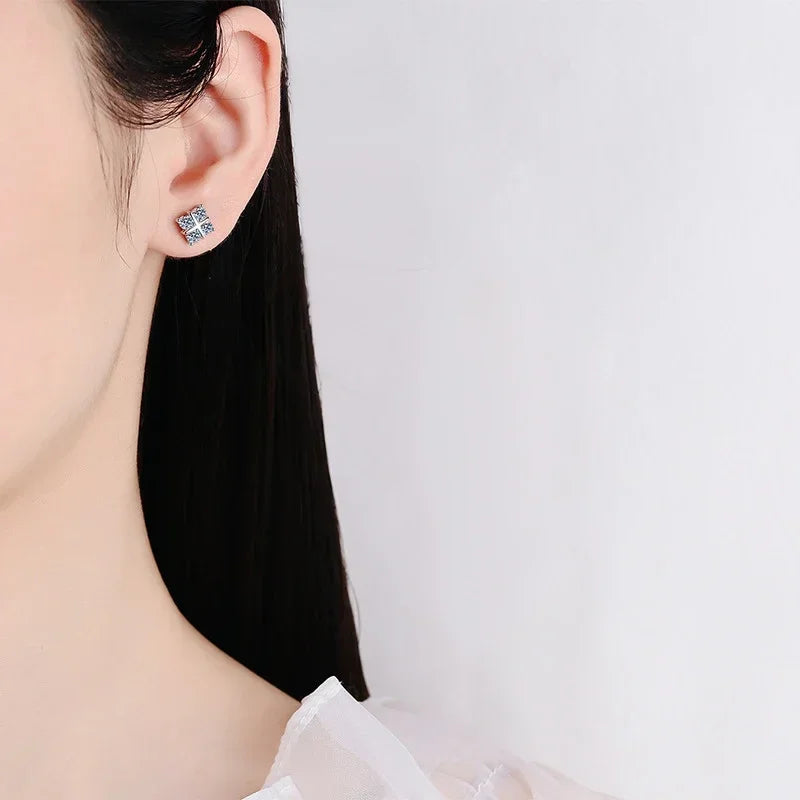 NeeTim D Color Moissanite Stud Earrings For Women Top Quality 925 Sterling Silver Sparkling Diamond Engagement Wedding Jewelry