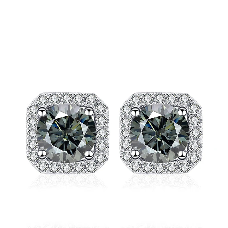 NeeTim 0.5ct 1ct Rosa Moissanit Ohrstecker für Damen 925 Sterling Silber Schwarz Blau Grau Funkelnde Labor Diamant Ohrringe