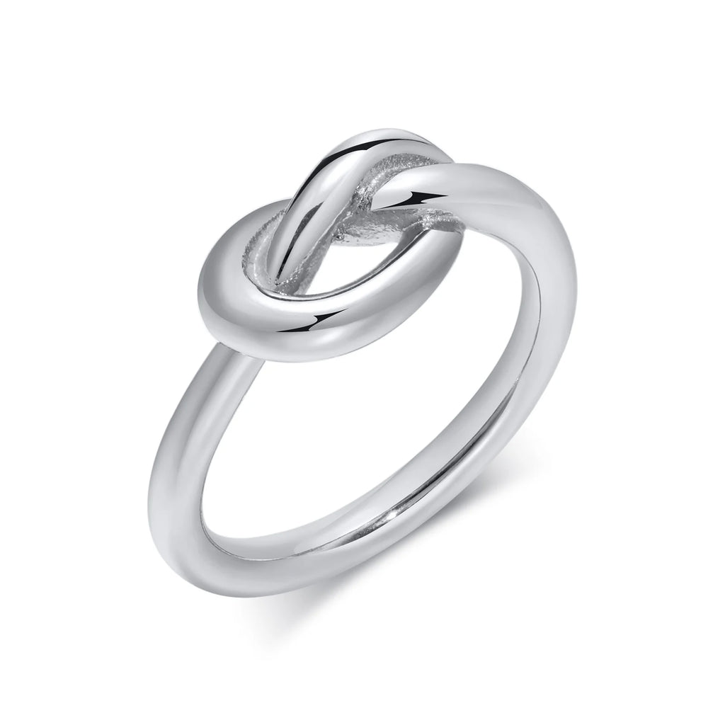 Liebesknoten-Ring für Damen, Edelstahl vergoldet, zierlicher Stapelring, winziger Tie-the-Knot-Statement-Schmuck