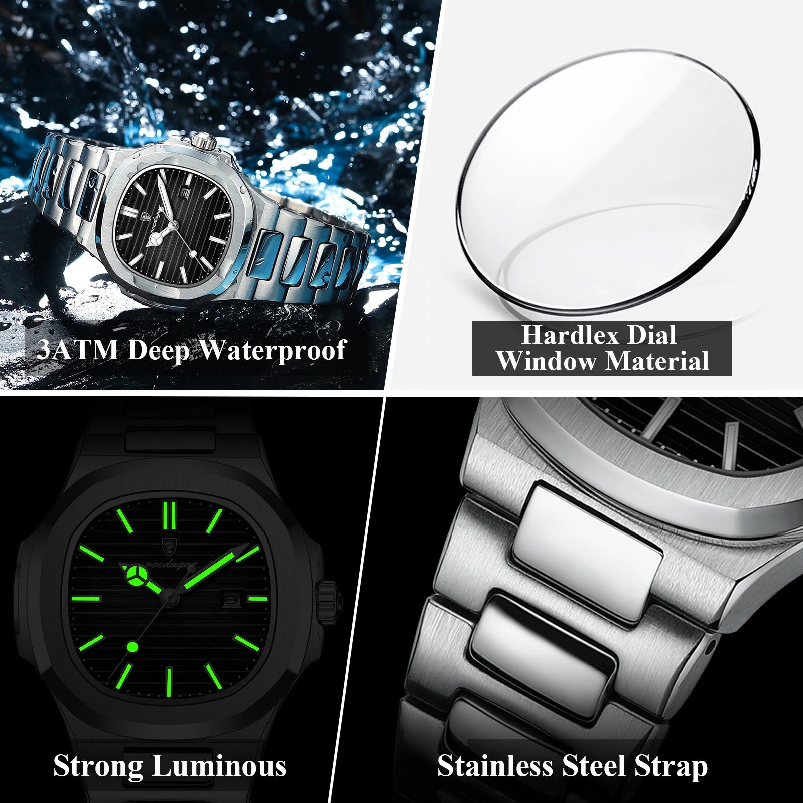 POEDAGAR Elegantes relojes de cuarzo para mujer, impermeables, luminosos, con fecha, reloj de pulsera para mujer, reloj de moda de acero inoxidable para mujer, Reloj