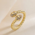 NEWBUY Anillos Abiertos de Diseño Único de Cobre con Incrustaciones de Circonita AAA de Alta Calidad para Mujer Elegante, Talla Ajustable
