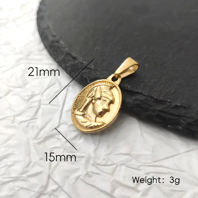 Colgante Centurión Romano Chapado en Oro de 18K Charm Ovalado Chapado en Oro de 18K Estilo Militar Vintage Joyería de Collar para Hombres