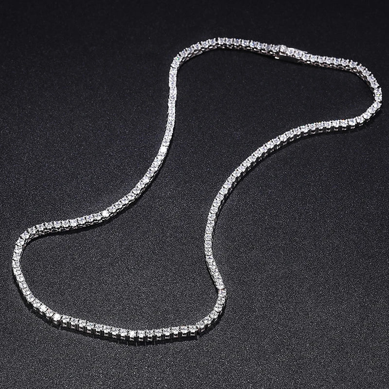 NeeTim Collar de Tenis de Moissanita Completa de 2.5mm Plata de Ley 925 con Chapado en Oro Collares Cadena Fina Joyería para Mujer