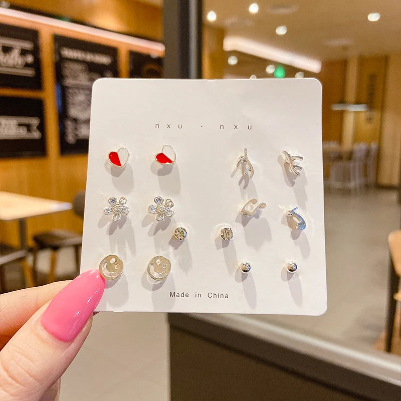 Neue S925 Silber Nadel Ohrstecker Set für Frauen Mädchen Einfache Süße Exquisite Mini Ohrringe Schmuck Geschenk Großhandel Direktverkauf