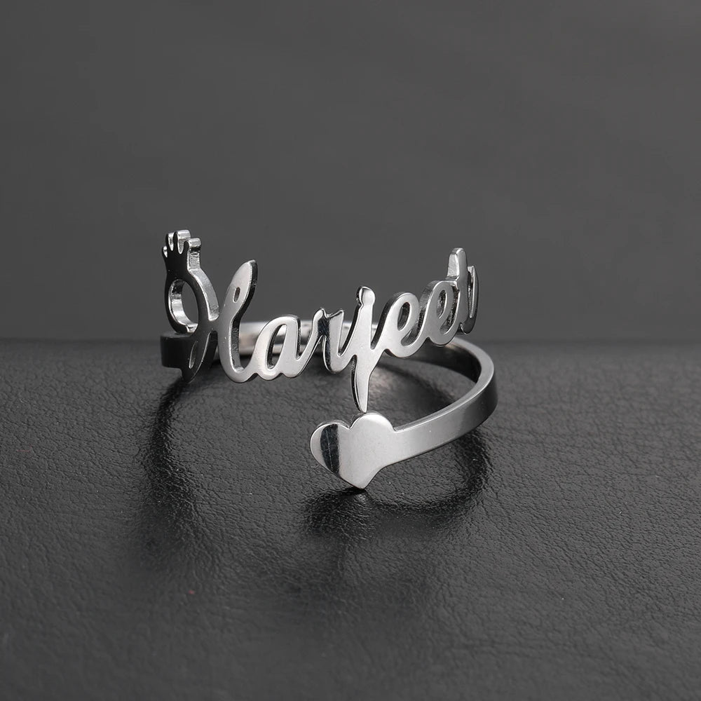 Personalisierter Doppel-Vorname-Ring für Damen und Herren, personalisiertes Paar-Familien-Geschenk, goldfarbener Edelstahl-Metallschmuck