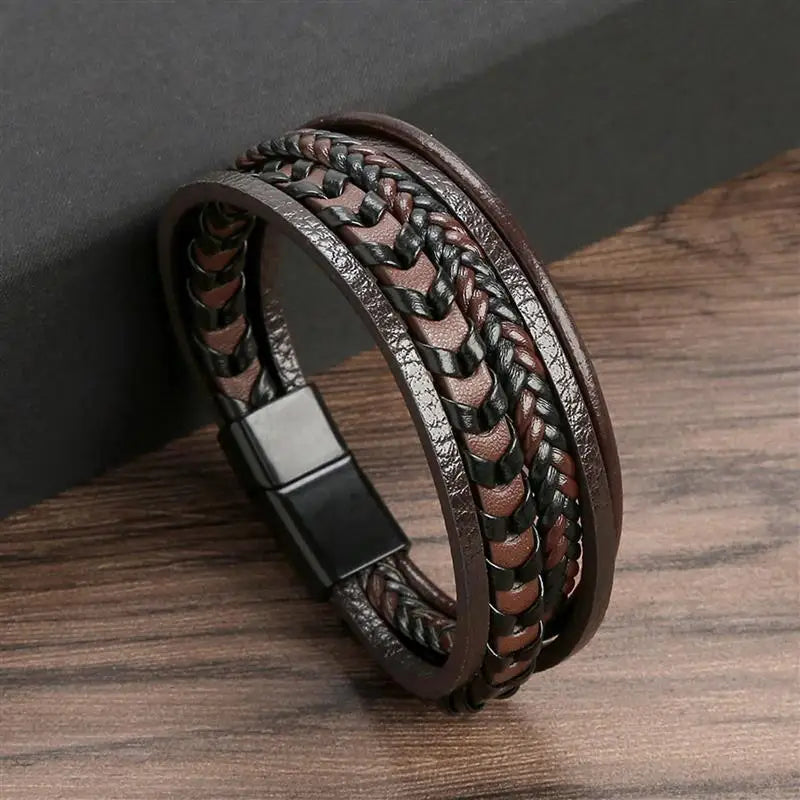 Klassisches Herren Lederarmband Neuer Stil Handgewebt Mehrschichtige Kombination Accessoire Mode Herrenschmuck Großhandel Dropshipping