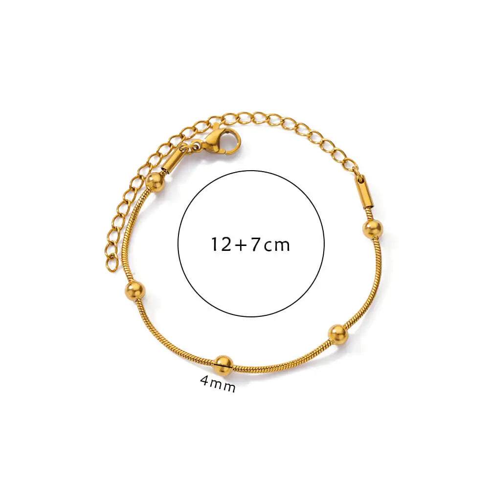 Edelstahl Perlen Runde Schlangenkette Armbänder Für Frauen Gold Farbe Geometrisches Armband Luxus Hochzeit Party Schmuck Geschenk