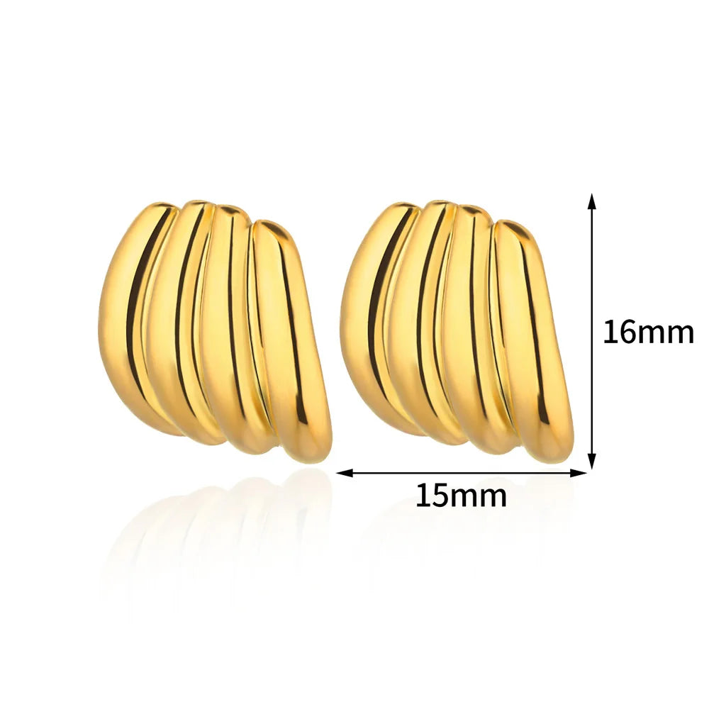 Vintage gestreifte Ohrringe für Damen in Goldfarbe, Edelstahl, geometrische Ohrringe, Statement-Schmuck für Hochzeit und Party, Geschenk 2024