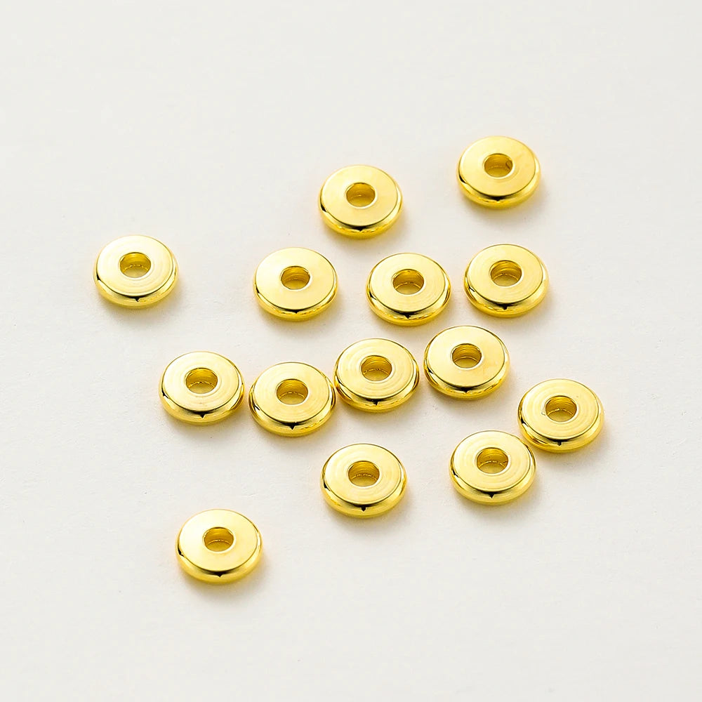 10-50 Stück 14K/18K Vergoldetes Messing 3-12mm Runde Spacer Perlen Flache Armbandperlen für DIY Schmuckherstellung Zubehör