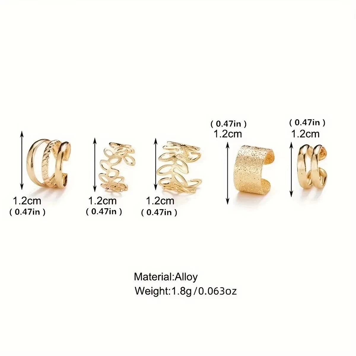 5er-Set Trendige elegante Ohrklemme Klassischer eleganter Stil Damen Ohrclips ohne Piercing Blattförmig Kreis Gestapelte Form
