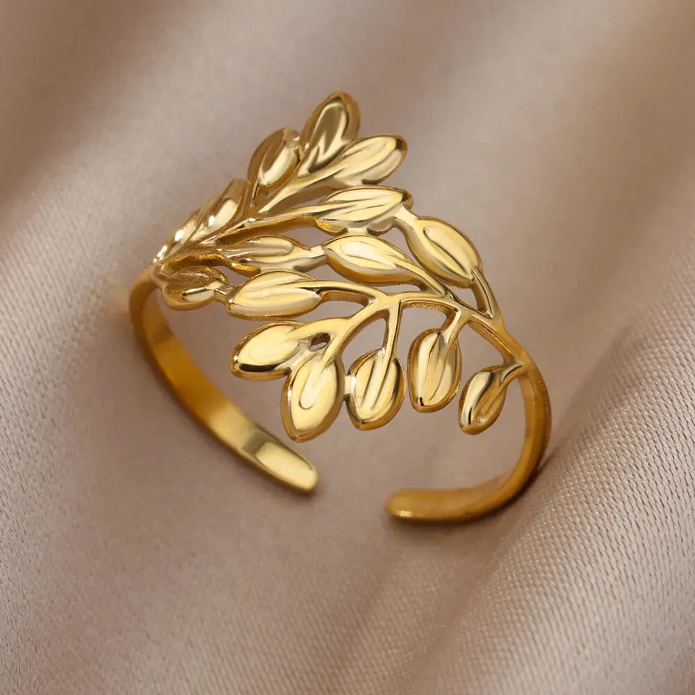 Goldfarbener Edelstahl Mehrschicht-Ringe für Damen, hohler offener Fingerring, Mode Hochzeitsfeier Schmuck Geschenk 2024 Neu