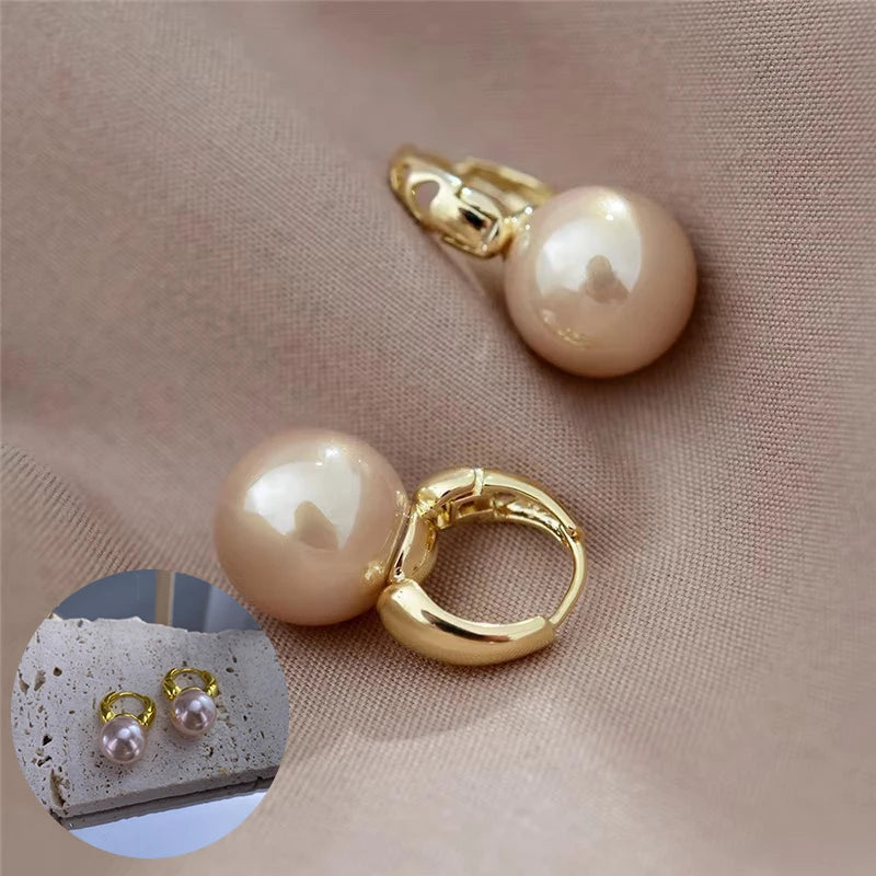 Pendientes de aro con perlas de color plateado para mujer, aretes minimalistas de color dorado, joyería de moda para bodas, Dropshipping