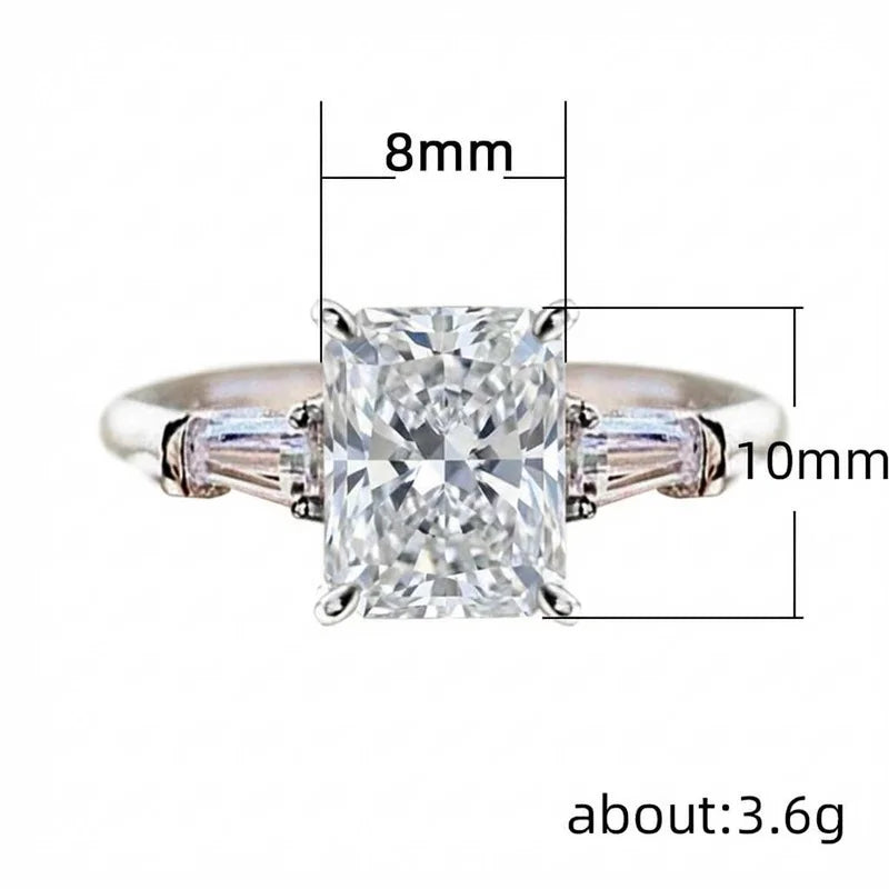 925 Sterling Silber AAA Weiß Zirkonia Fingerringe für Frauen Hochzeits-Verlobungsparty Ringe Modeschmuck Geschenk