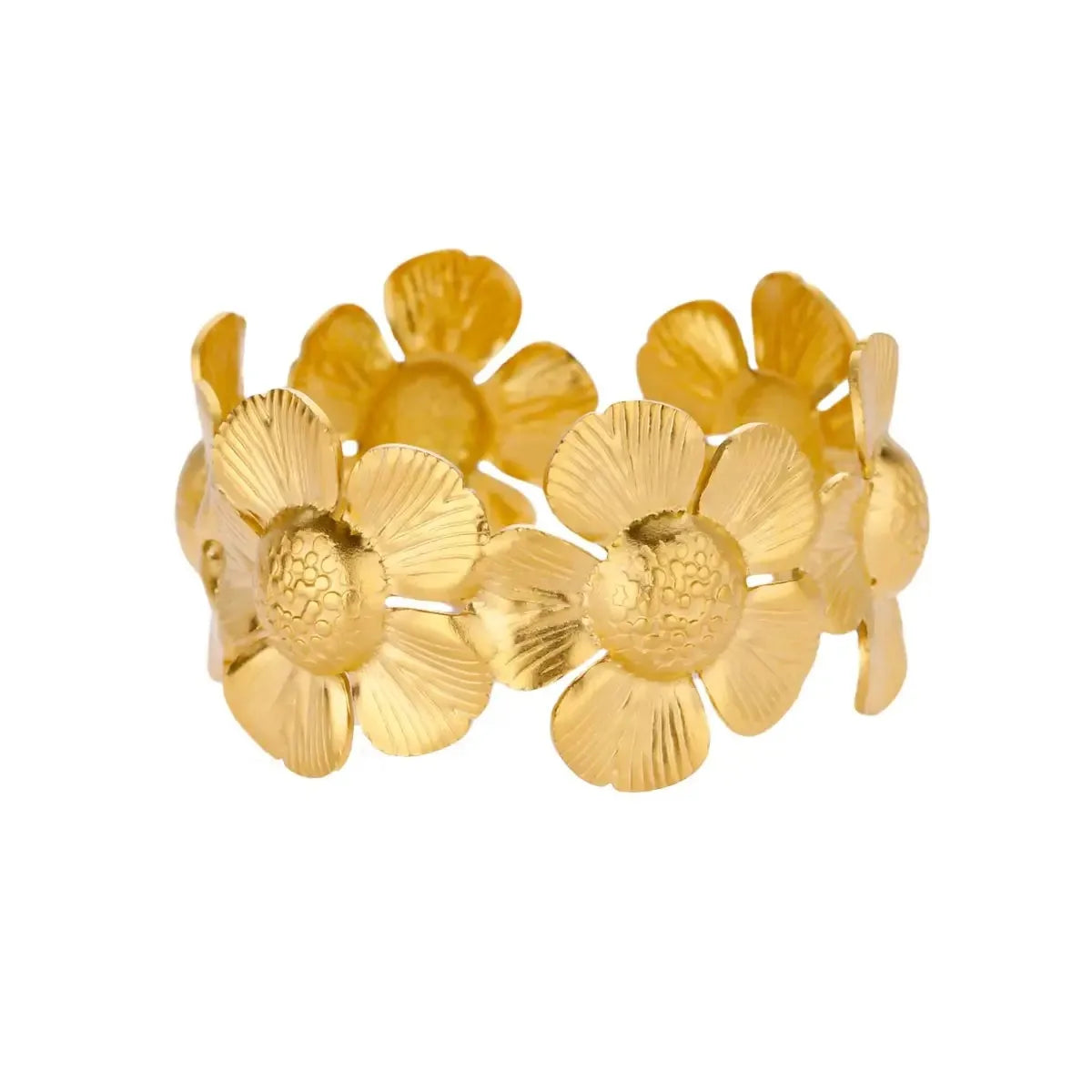 Vintage Blumenarmreifen für Damen Goldfarbene Edelstahl Blumenarmreifen Armbänder Damen Schmuck Party Geschenk Pulseras