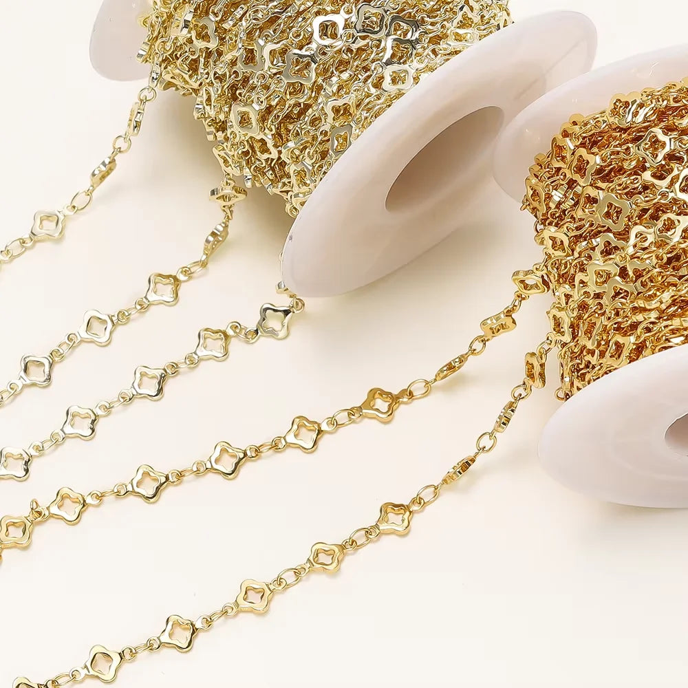 1Meter/Pack 5.5MM 14/18K Vergoldetes Messing Rhombuskette für Schmuckherstellung Halsketten Armbänder Kette Schmuckherstellungszubehör