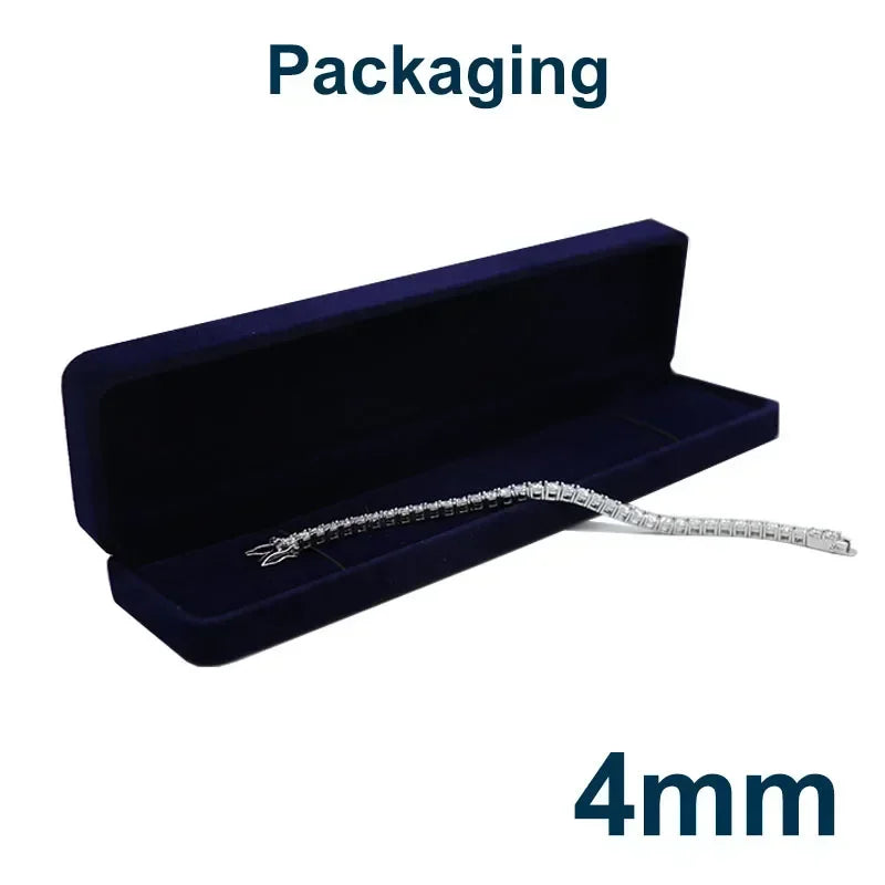 NeeTim 3mm 4mm Moissanite Tennis-Armbänder 925er Sterlingsilber Vollbesatz Diamant mit vergoldetem Armband Edler Schmuck für Damen und Herren
