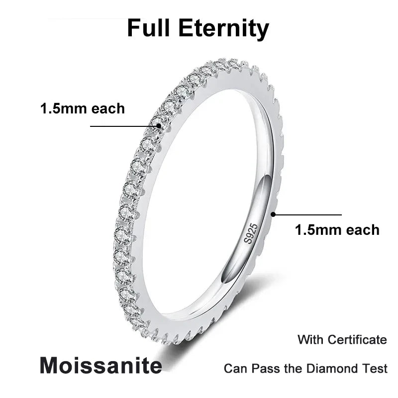 Anillo completo de moissanita NeeTim para mujer, joyería de boda, plata de ley 925 con anillos de compromiso de diamante bañados en oro blanco