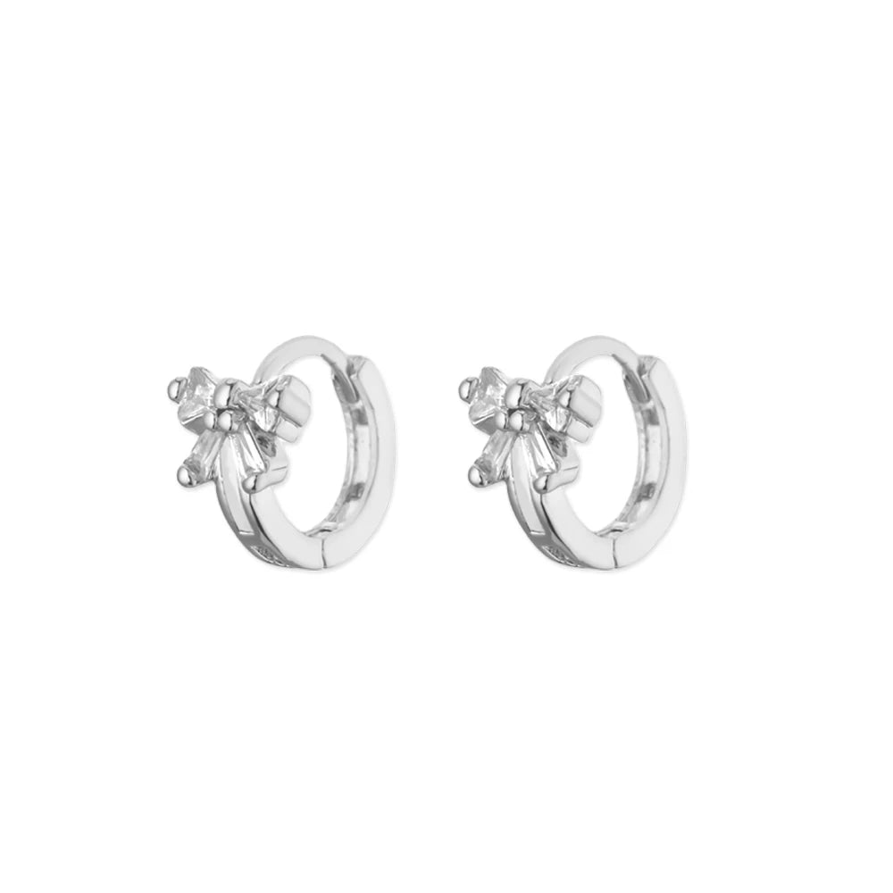 Elegante Zirkon-Schleifenohrringe für Frauen Edelstahl Goldfarbene Schleifenohrringe Luxus Hochzeits wasserdichter Schmuck Geschenk