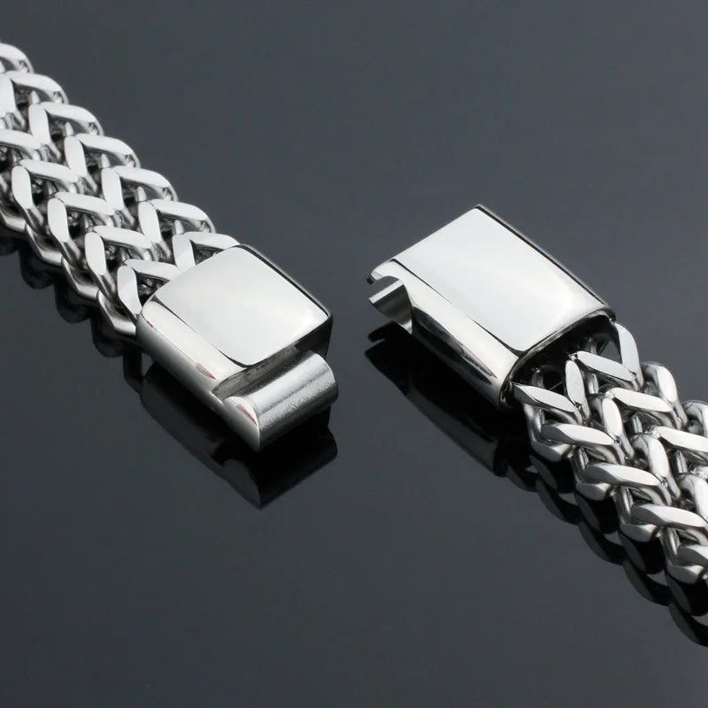 Edelstahlarmband geflochtene Doppelreihe vorn hinten Fischschuppen-Legierung Magnetschnalle Armband mit Kiel-Schmuck neues Modell