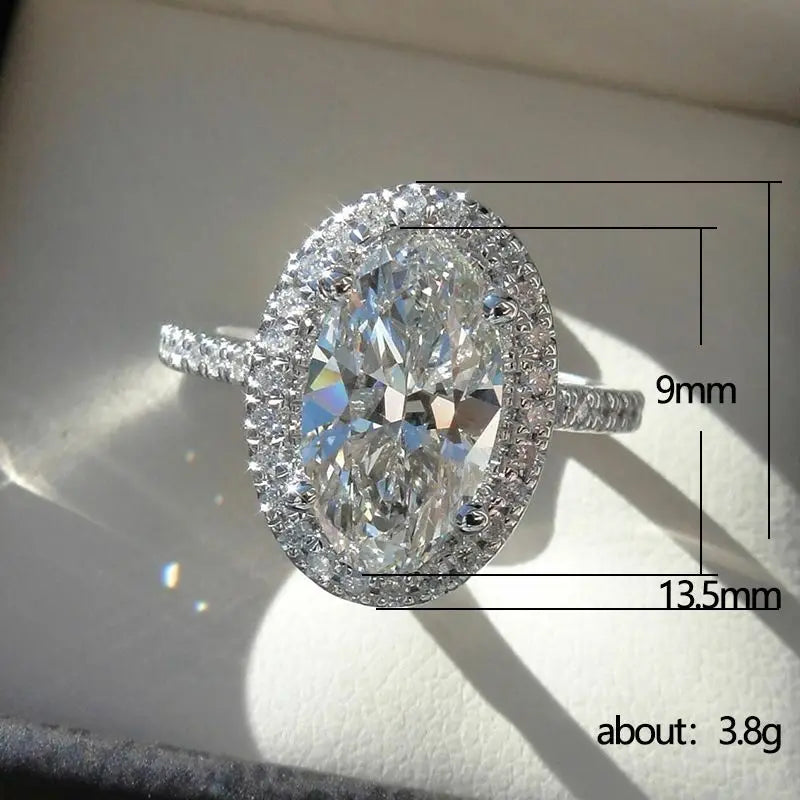 Anillos de Boda Ovalados de Plata de Ley 925 para Mujer, Joyería Fina de Lujo para Compromiso, Novia, Anillo de Aniversario de Circonita Cúbica